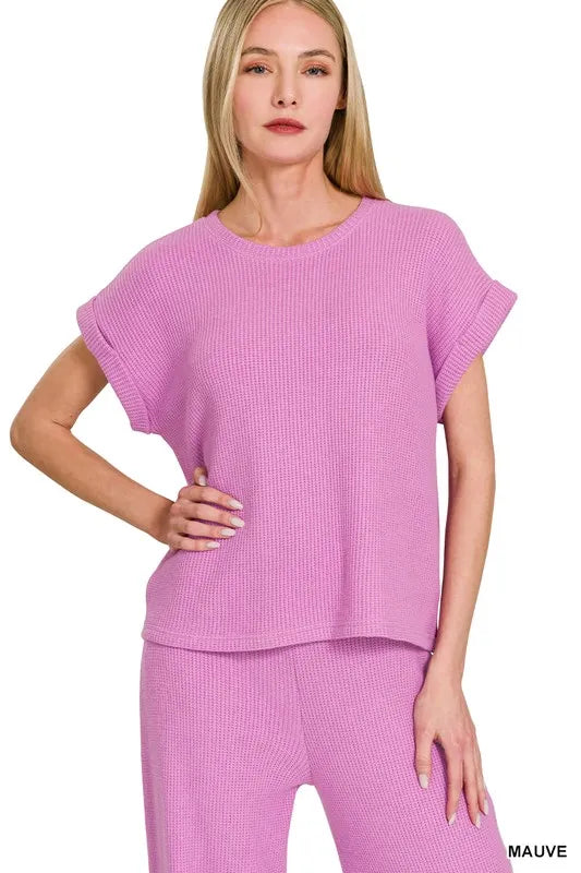 Zenana Rolled Sleeve Top and Pants Sweater Set | Outfit Sets Daverri Fashions