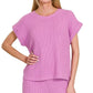 Zenana Rolled Sleeve Top and Pants Sweater Set