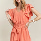 ADORA Ruffle Sleeves Romper with Pockets - DAVERRI FASHIONS