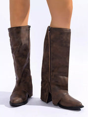 Fashionista Point Toe Block Heel Boots | Boots Daverri Fashions