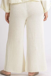 Umgee Full Size Elastic Waistband Wide Leg Sweater Pants Pants