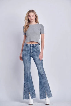 Artemis Vintage High Rise Stretch Flare Jeans - DAVERRI FASHIONS