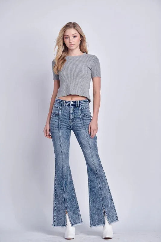 Artemis Vintage High Rise Stretch Flare Jeans - DAVERRI FASHIONS