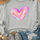 Valentine’s Day Heart Round Neck Drop Shoulder Sweatshirt - DAVERRI FASHIONS