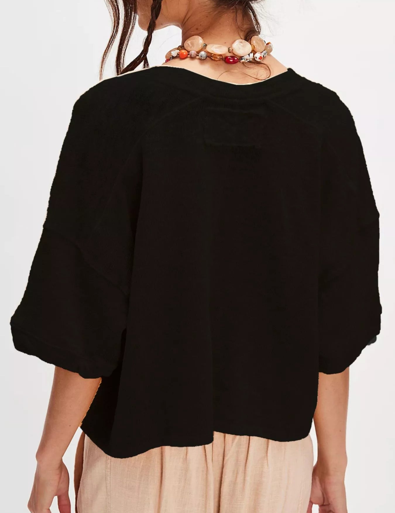 Button-Front Half Sleeve Cardigan | Cardigans Daverri Fashions