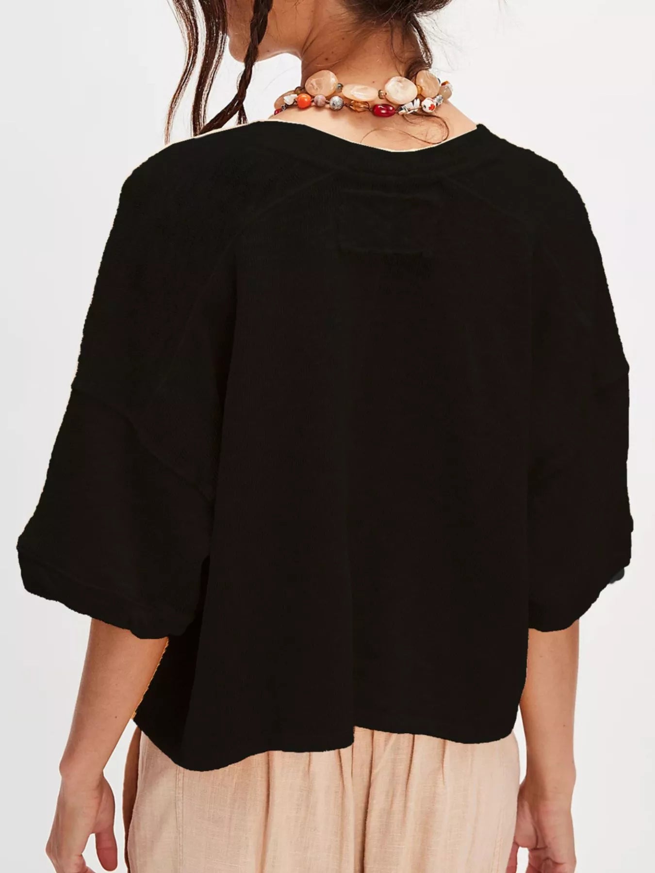 Button-Front Half Sleeve Cardigan | Cardigans Daverri Fashions