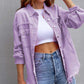 Distressed Drop Shoulder Denim Jacket - DAVERRI FASHIONS