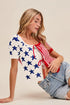 SO ME Stars and Stripe Front Bow Tie Sweater Cardigan IVORY RED Cardigans