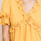 Lime 'N' Chili Solid Ruffled Deep V-Neck Puff Sleeve Babydoll Top - DAVERRI FASHIONS