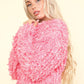 VERY J Shaggy Yarn Knit Zip Up Jacket Tops