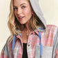 ADORA Button Down Plaid Hoodie Shacket Shackets