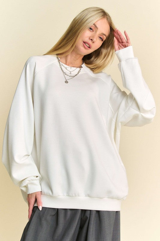 Davi & Dani Round Neck Raglan Sleeve Sweatshirt Tops