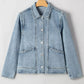 Scallop Trim Collar Patched Pocket Button Up Denim Jacket - DAVERRI FASHIONS