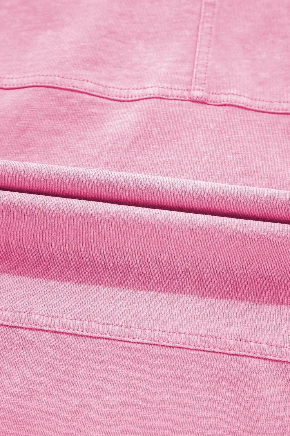 Mineral Wash Exposed Seam Drawstring High Waist Wide Leg Cargo Pants - DAVERRI FASHIONS