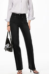 Womens high-waisted wide-leg vintage wash black jeans