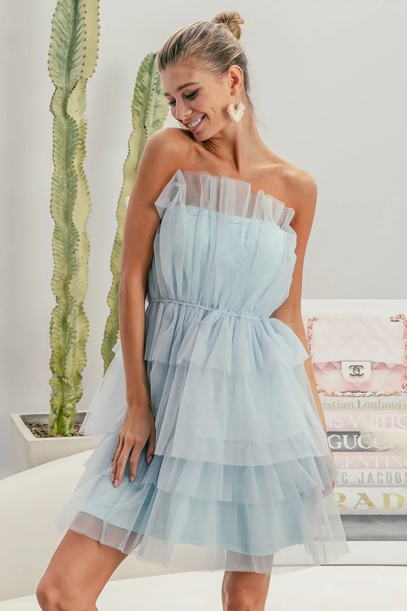 BiBi Sleeveless Layered Organza Dress - DAVERRI FASHIONS