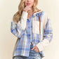 ADORA Button Down Plaid Hoodie Shacket Shackets