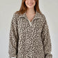 Leopard Print Quarter-Zip Sweatshirt - DAVERRI FASHIONS