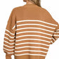 Zenana Exposed Seam Striped Oversized Sweater Camel - DAVERRI FASHIONS