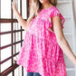 Heimish Full Size Tiered Leopard Round Neck Blouse with Ruffled Detail Plus Size Blouses
