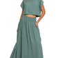 Zenana Heavy Woven Span Crop Tee & Skirt Set ASH JADE Outfit Sets