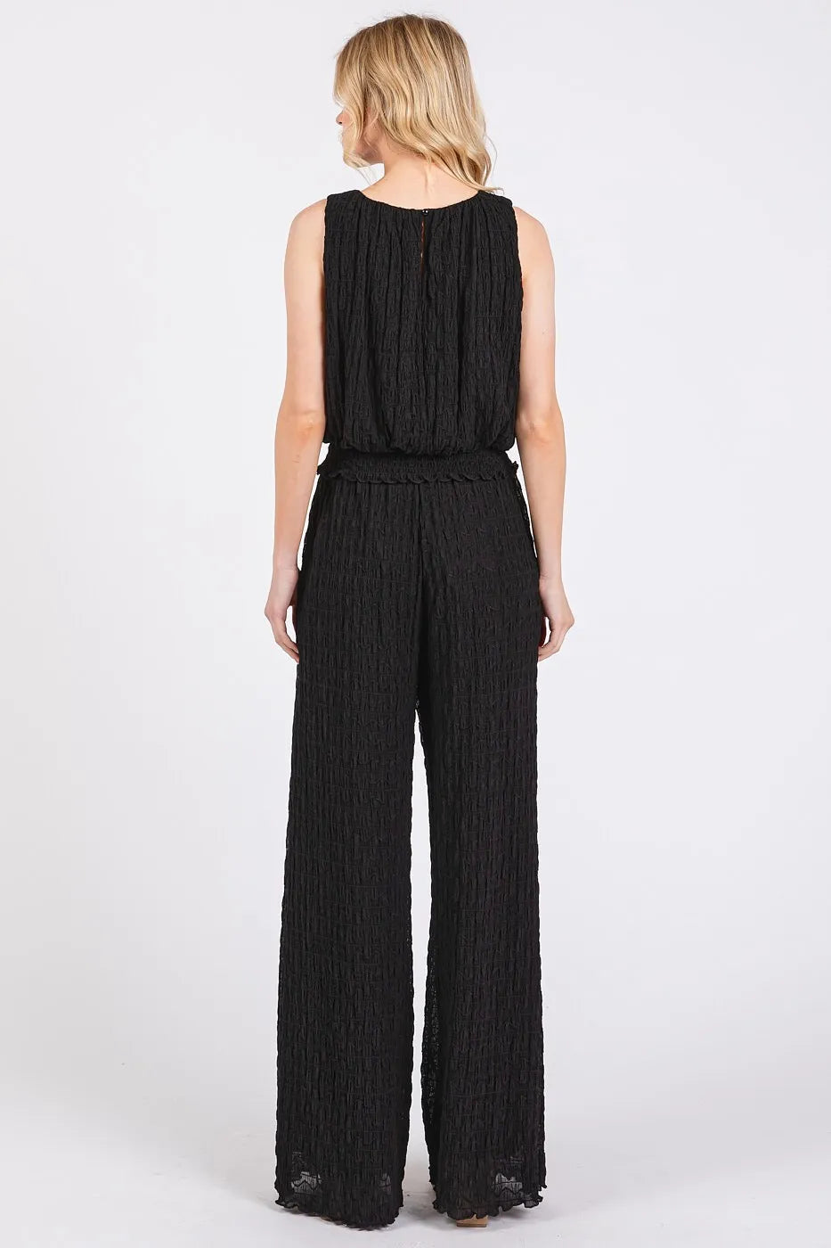 Mittoshop Textured Stretchy Crop Tank and Pants Set Outfit Sets