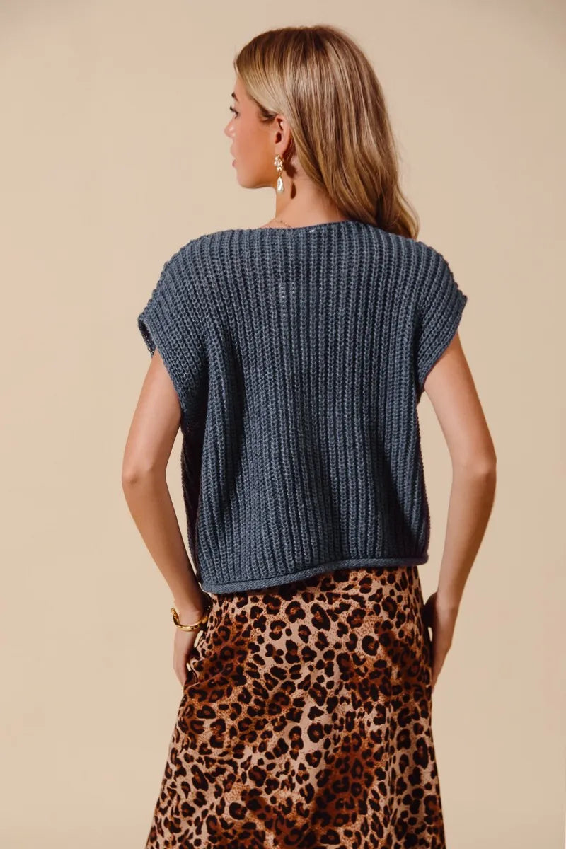 SO ME Big Metal Button Front Sweater Vest Sweater Vests