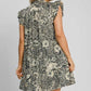 Umgee Full Size Printed Ruffle Cap Sleeve Babydoll Dress Plus Size Babydoll Dresses