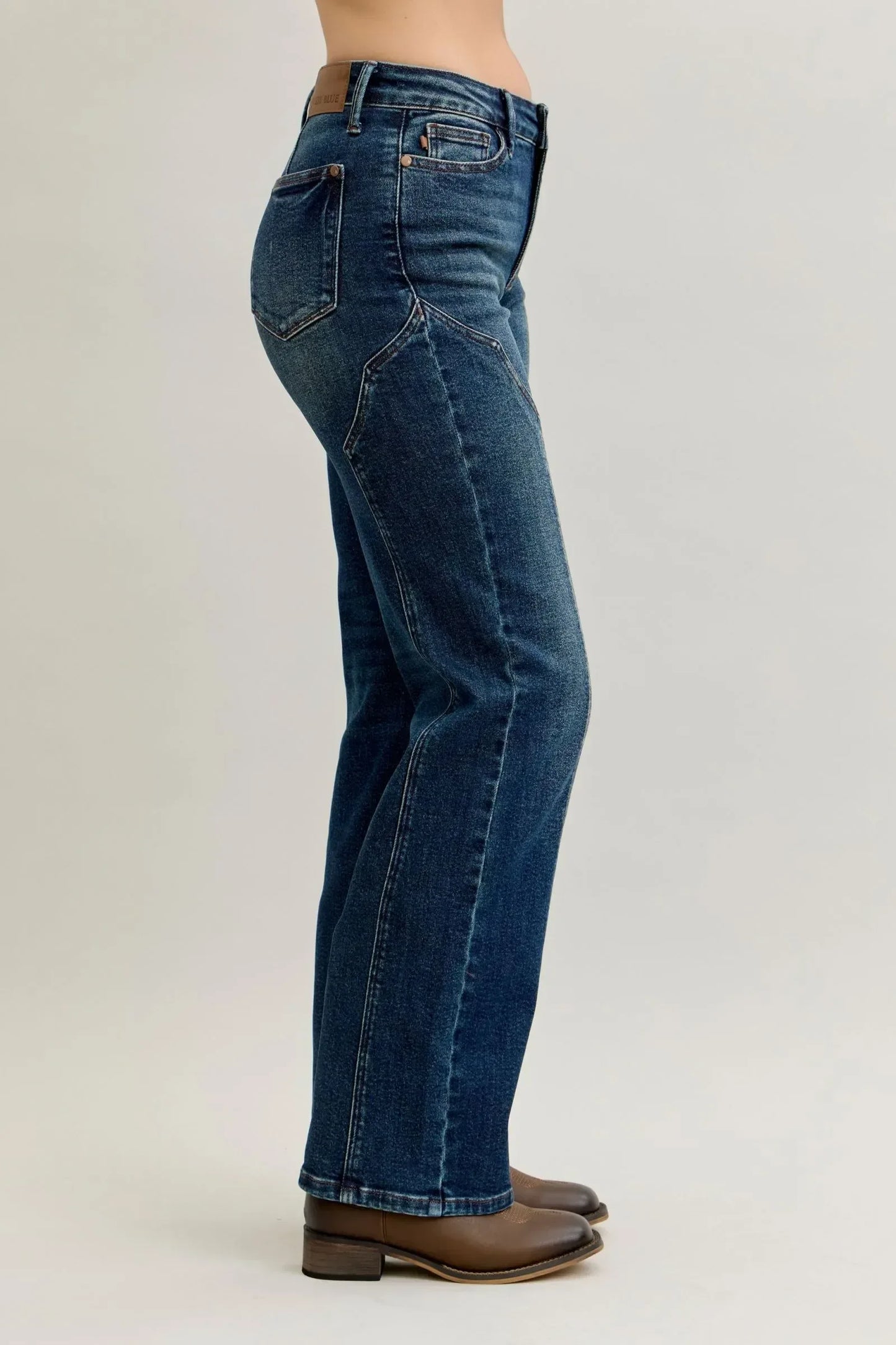 Judy Blue Full Size Seam Detail Straight Leg Jeans Plus Size - DAVERRI FASHIONS
