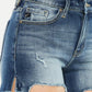 Kancan High Waist Raw Hem Denim Shorts - DAVERRI FASHIONS