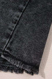 Short Sleeve Flap Pocket Button Up Raw Hem Denim Shirt | Shirts Daverri Fashions