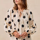 BiBi Polka Dot Exaggerated Balloon Sleeves Blouse - DAVERRI FASHIONS
