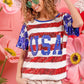 BiBi American Flag Theme USA Lettering Sequin Top Tops