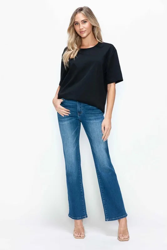 bytos Full Size Cat's Whiskers High Rise Straight Jeans | Jeans Daverri Fashions