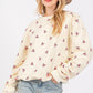 SAGE + FIG Heart Printed Contrast Long Sleeve Sweatshirt - DAVERRI FASHIONS