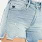 Kancan High Rise Side Slit Denim Shorts Denim Shorts