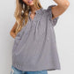Ces Femme Plaid Notched Ruffled Cap Sleeve Blouse Blouses