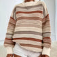 Rainbow Striped Drop Shoulder Oversized Sweater - DAVERRI FASHIONS
