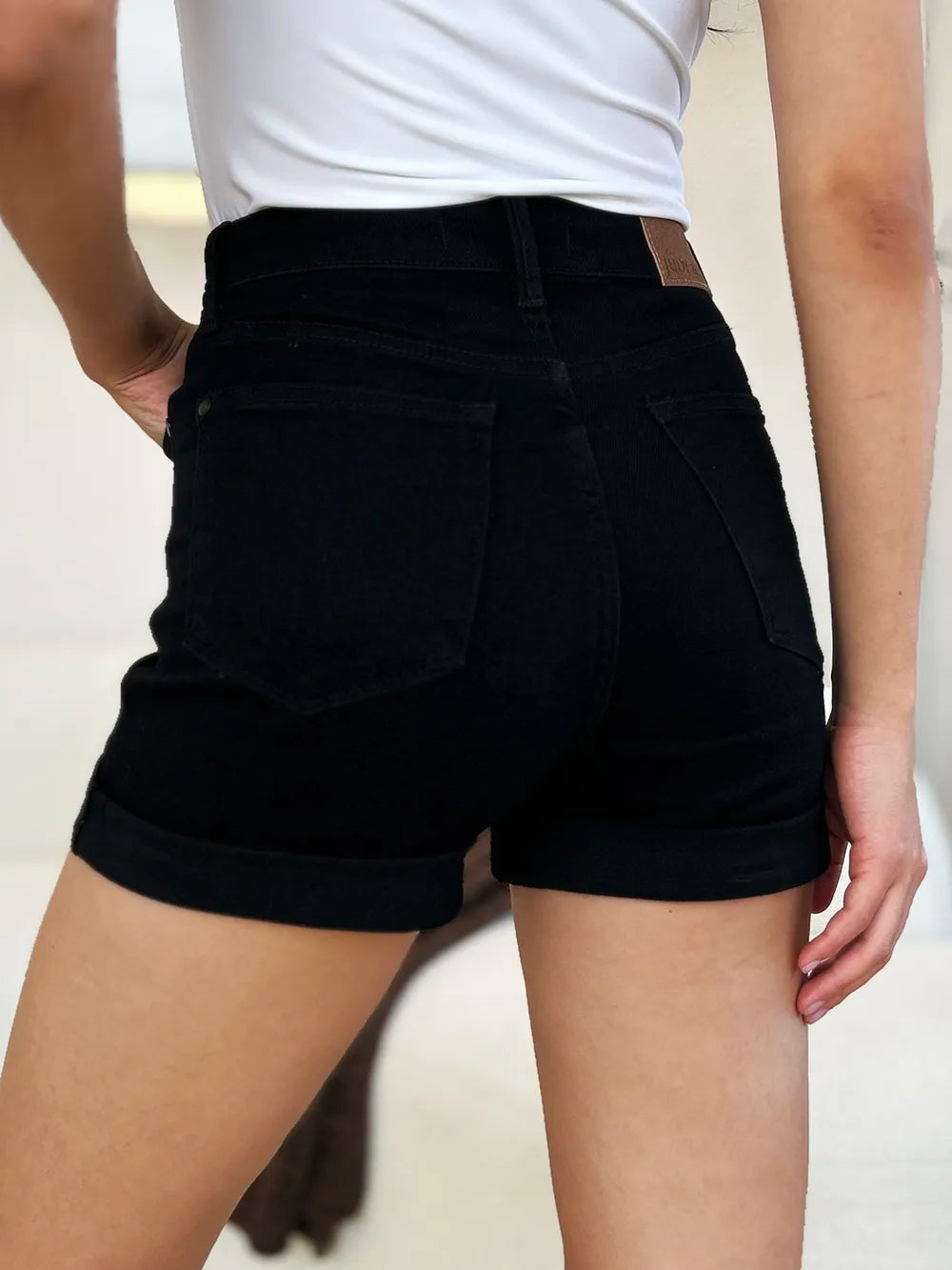 Judy Blue Full Size High Waist Tummy Control Cuffed Denim Shorts Denim Shorts