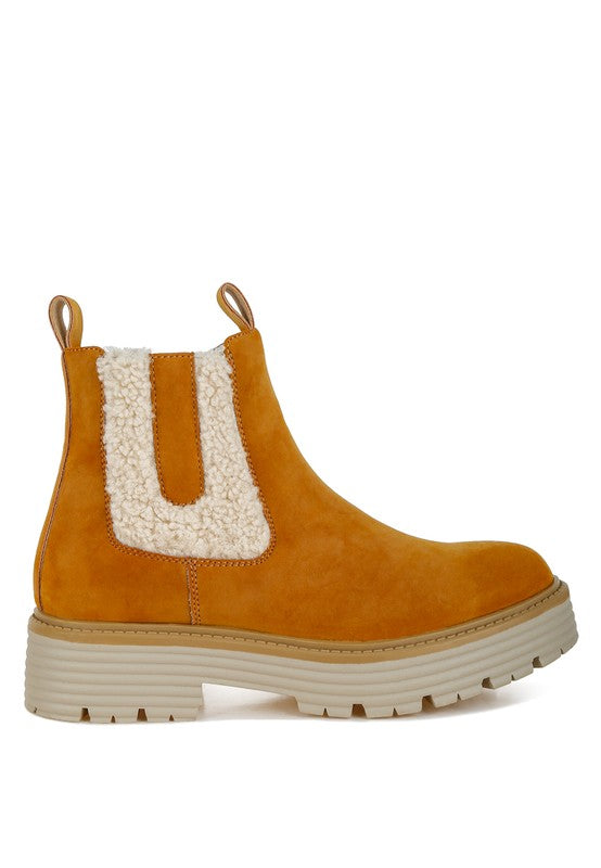 Mothman Faux Fur Detail Chunky Ankle Boots | Boots Daverri Fashions