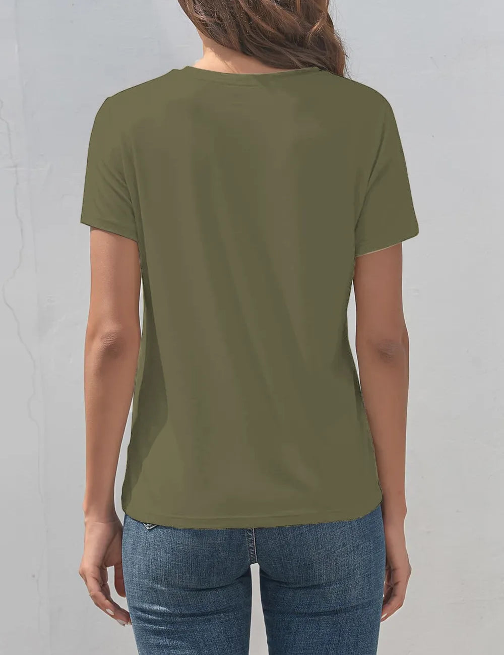 Olive green v-neck dragonfly graphic short sleeve t-shirt