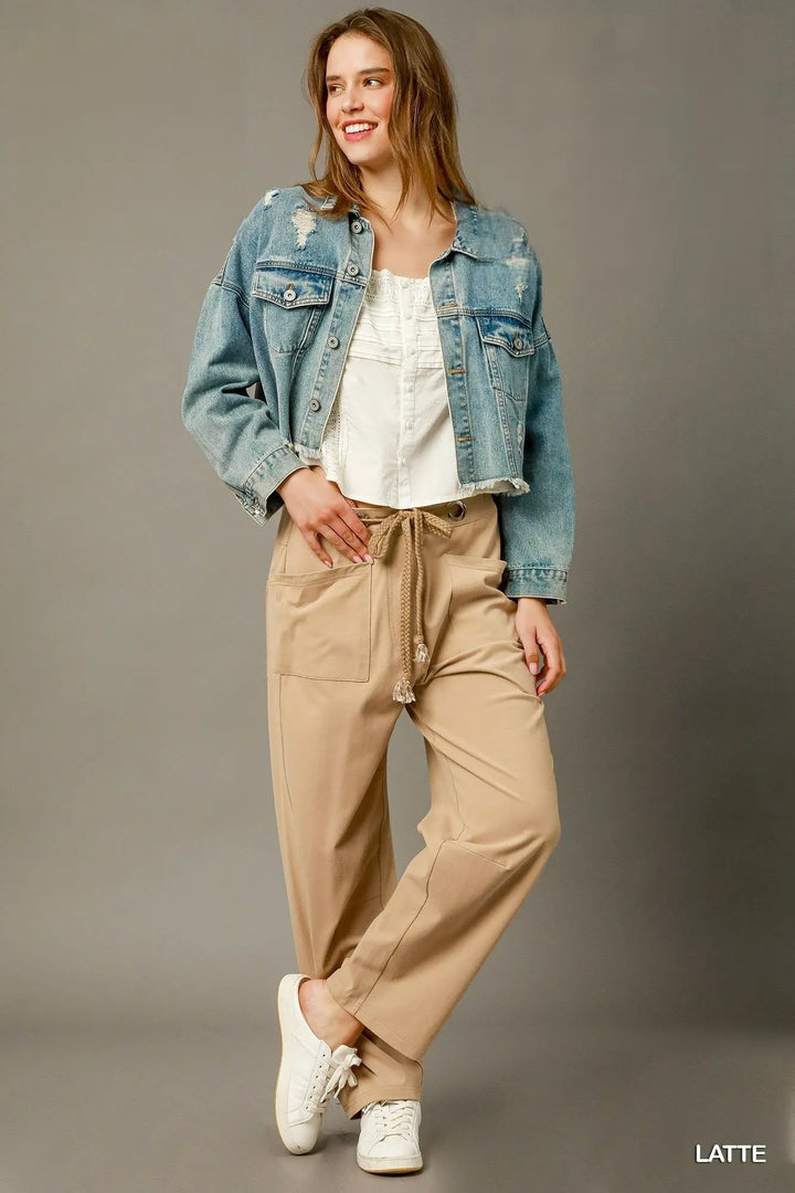 Umgee Cargo-Inspired Drawstring Pants Cargo Pants
