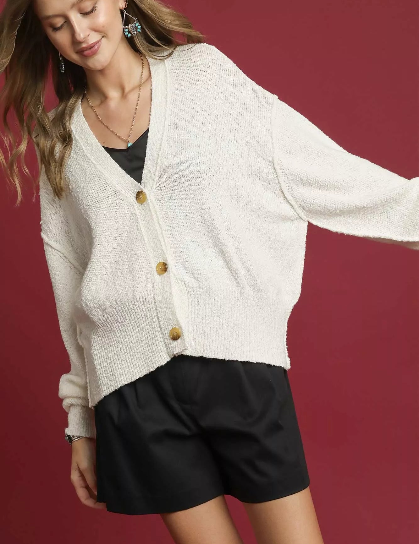Umgee Button-Front V-Neck Knit Cardigan | Cardigans Daverri Fashions