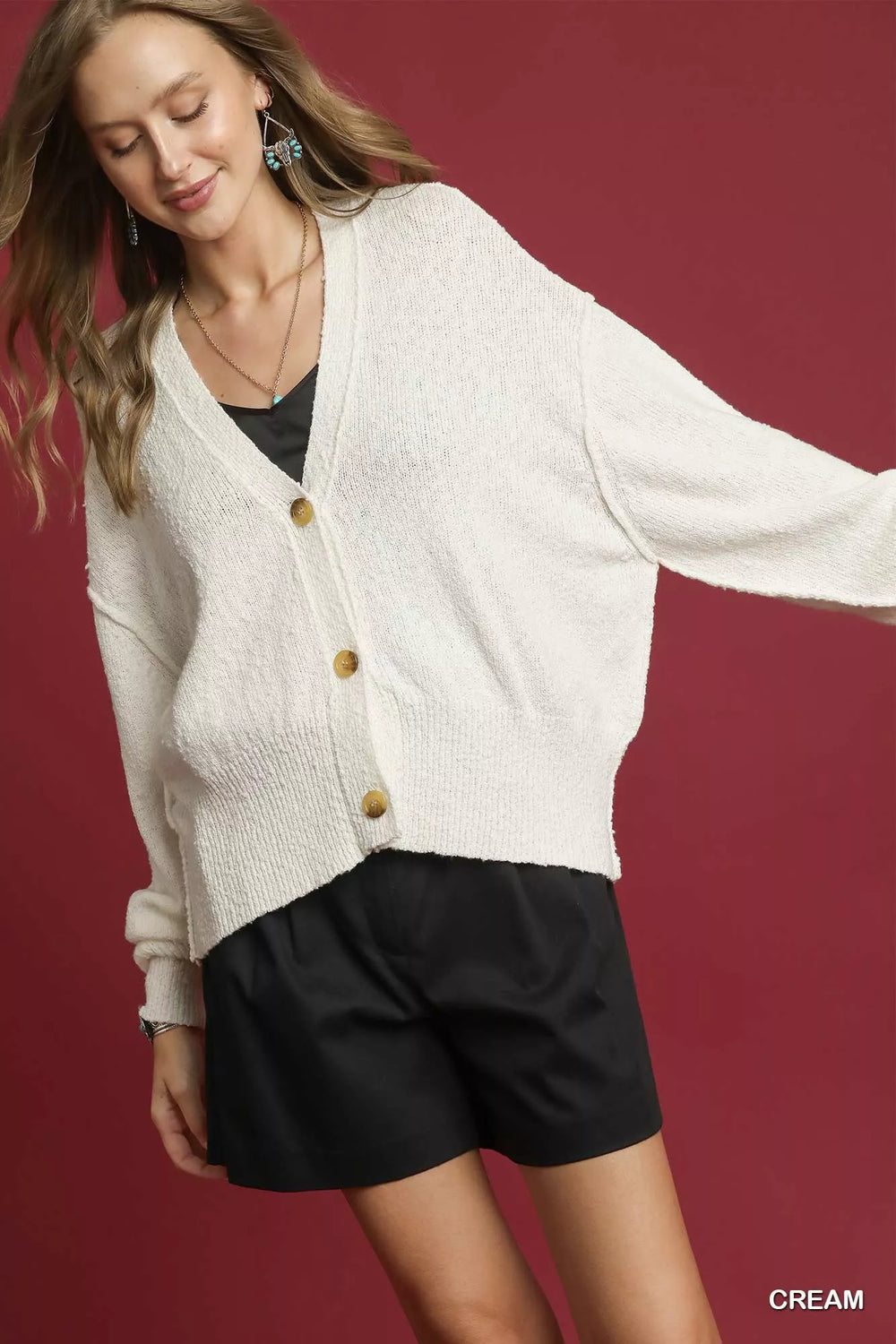 Umgee Button-Front V-Neck Knit Cardigan | Cardigans Daverri Fashions