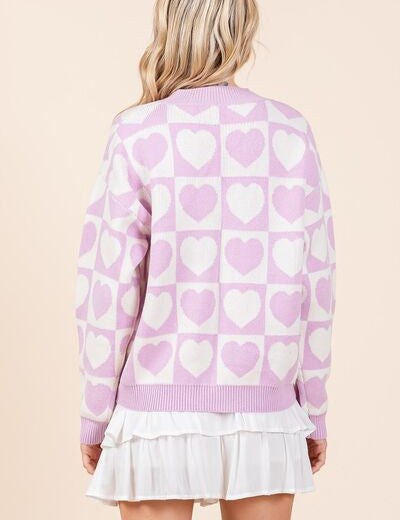 Mittoshop Checkered Heart Button Down Cardigan Cardigans