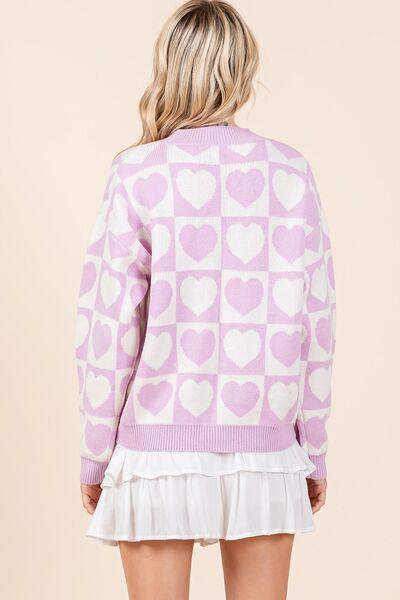 Mittoshop Checkered Heart Button Down Cardigan - DAVERRI FASHIONS