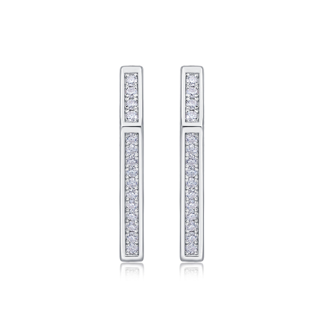 Moissanite S925 Sterling Silver Small Geometric Hoop Earrings | Earrings Daverri Fashions