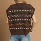 Umgee Button-Down Knit Vest with Floral Pattern - DAVERRI FASHIONS