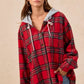 BiBi Brushed Plaid Hooded Jacket - DAVERRI FASHIONS