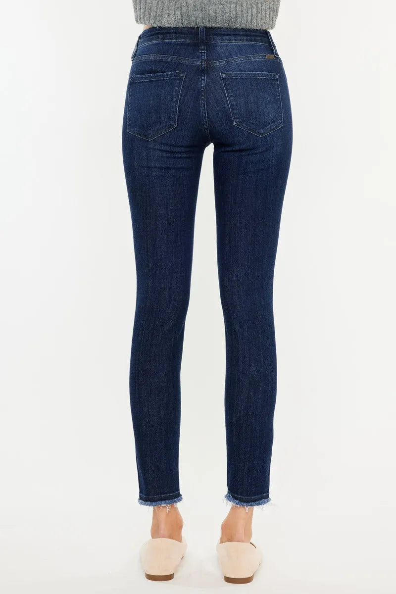 Kancan High-Rise Slim Fit Raw Hem Ankle Jeans Jeans